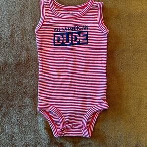 Carter’s Boys 9 Months Fourth of July All American Dude Tank Striped Onesie